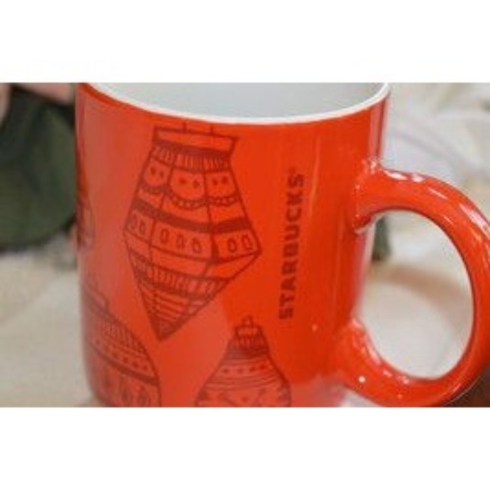Starbucks Coffee Cup 2015 Christmas Holiday Red Ornament 12 oz Mug Collector